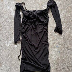 Black off the shoulder long sleeve mini dress